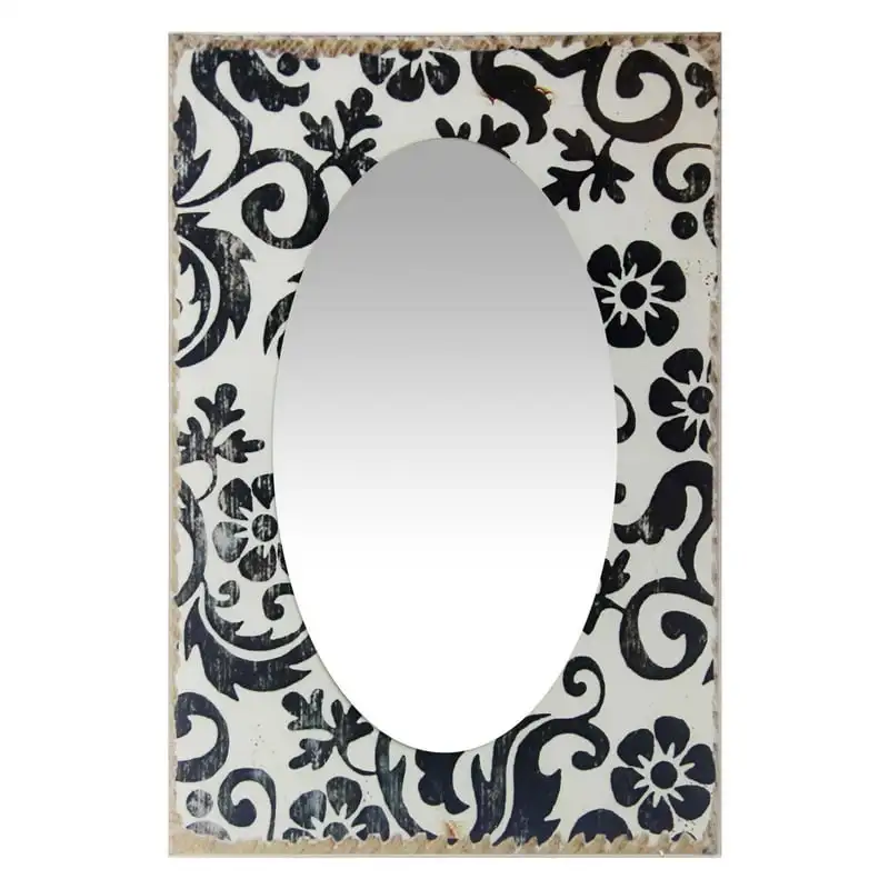 

Country Floral Antique White Rectangle Transitional 23.5-inch Wall Mirror