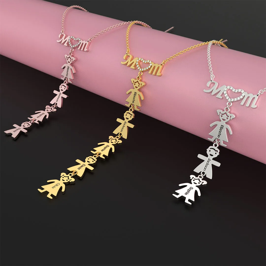 Romantic Dia de las madres custom family tree children name necklace for mom women stainless steel gifts jewelry