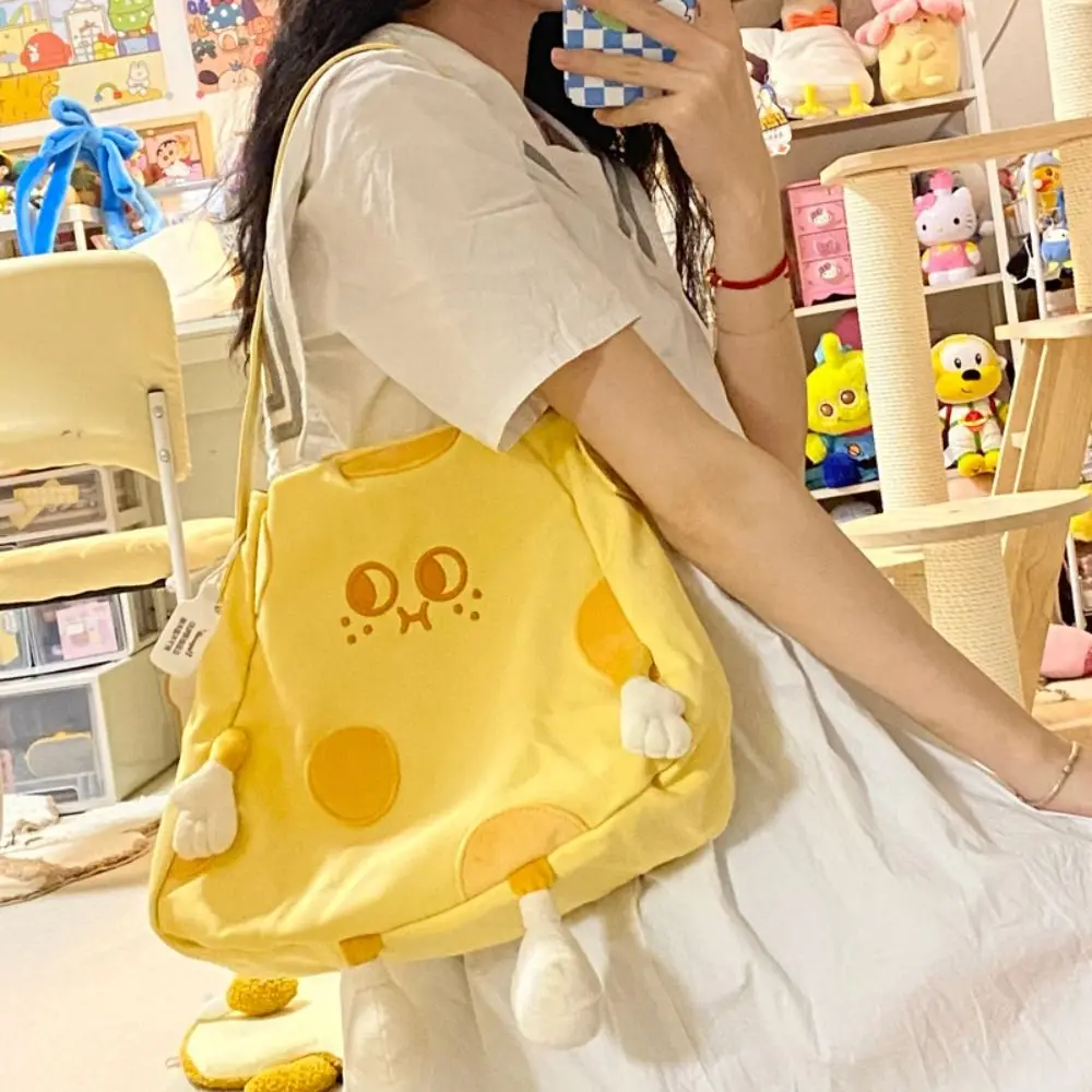 

Supper Cute Canvas Crossbody Bag Cheese Doll Girl Shoulder Bag Kawaii Girlfriend Gift High Quality Soft Women Bag