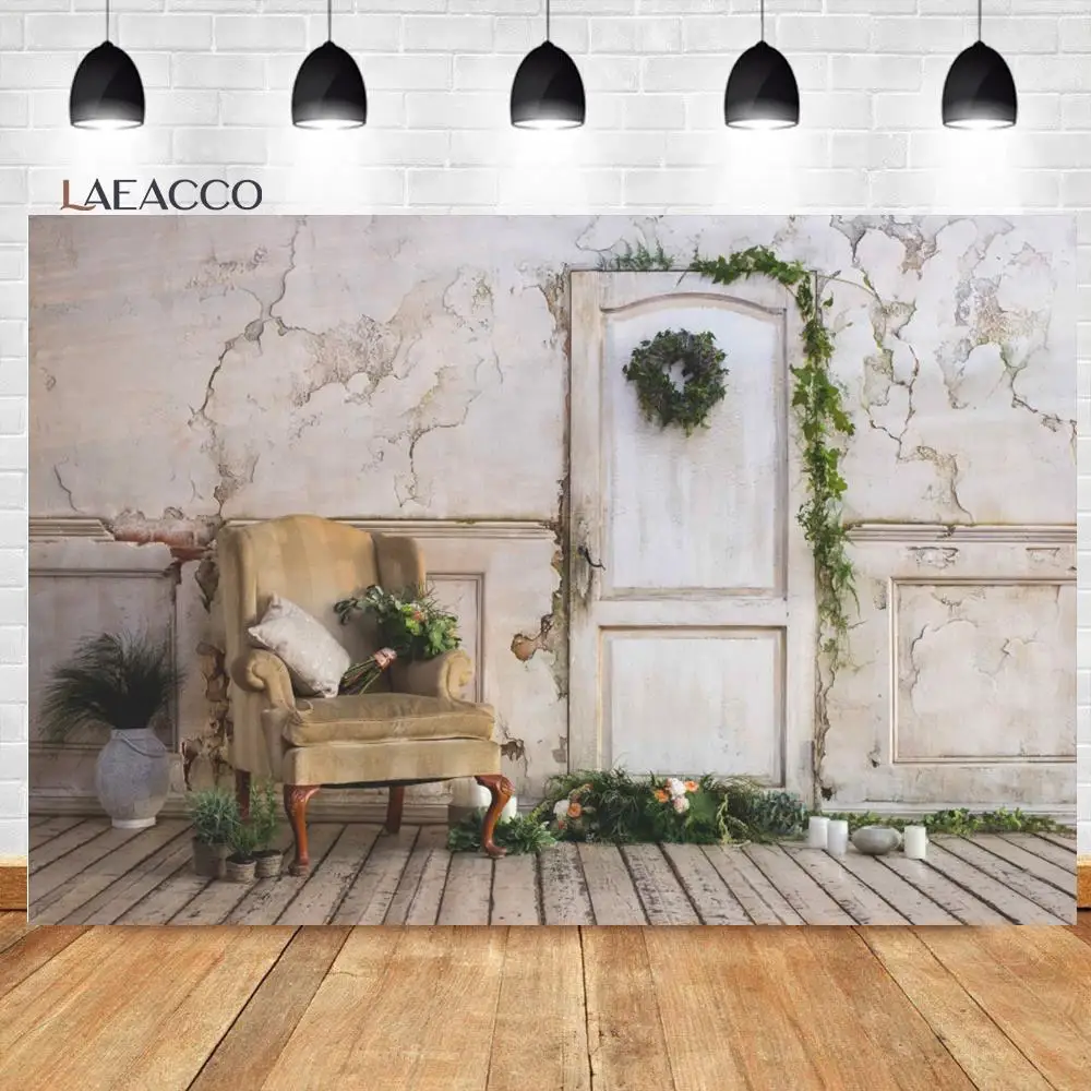 

Laeacco Vintage Abandon Living Room Sofa Photocall Photography Backdrops Interior Decor Wedding Party Portrait Photo Background