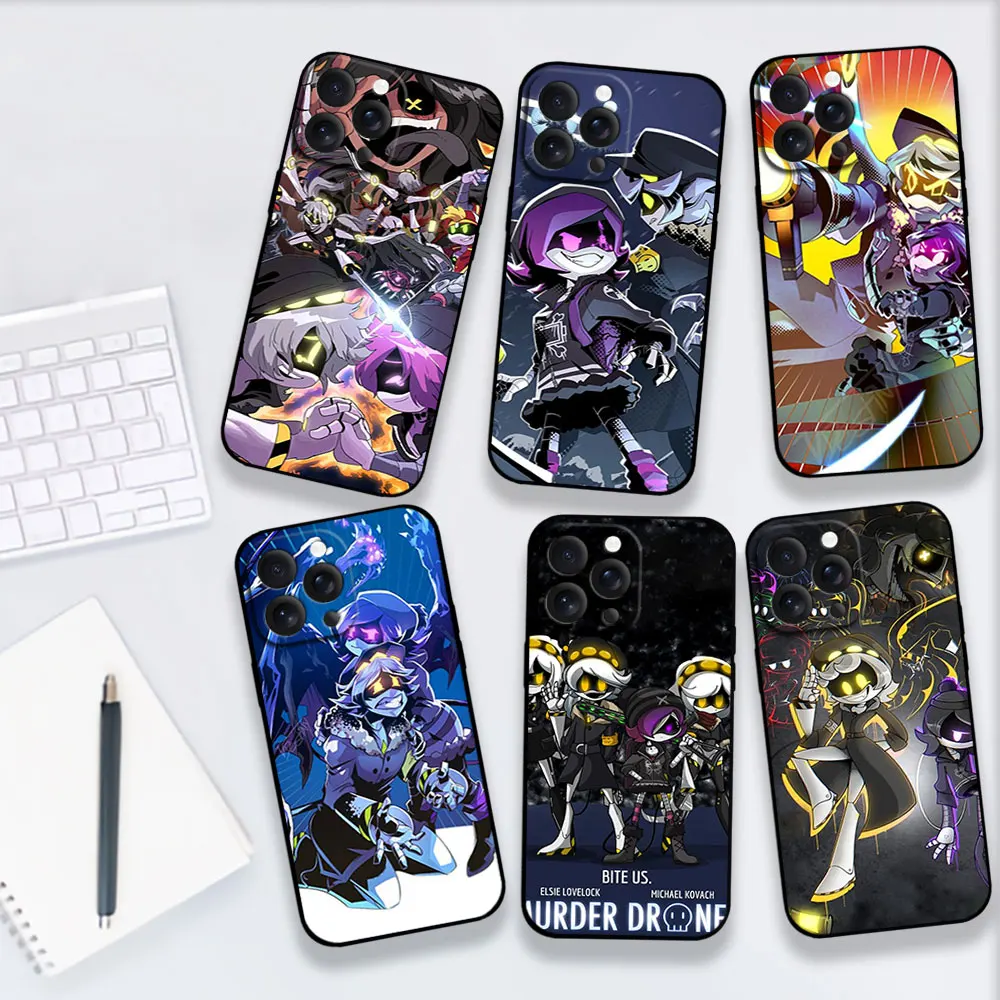 Cartoon For iPhone 11 12 13 14 15 16 Pro Max Plus Matte Soft Silicone phone Case M-Murder D-Drones Ultra Thin Black Cover
