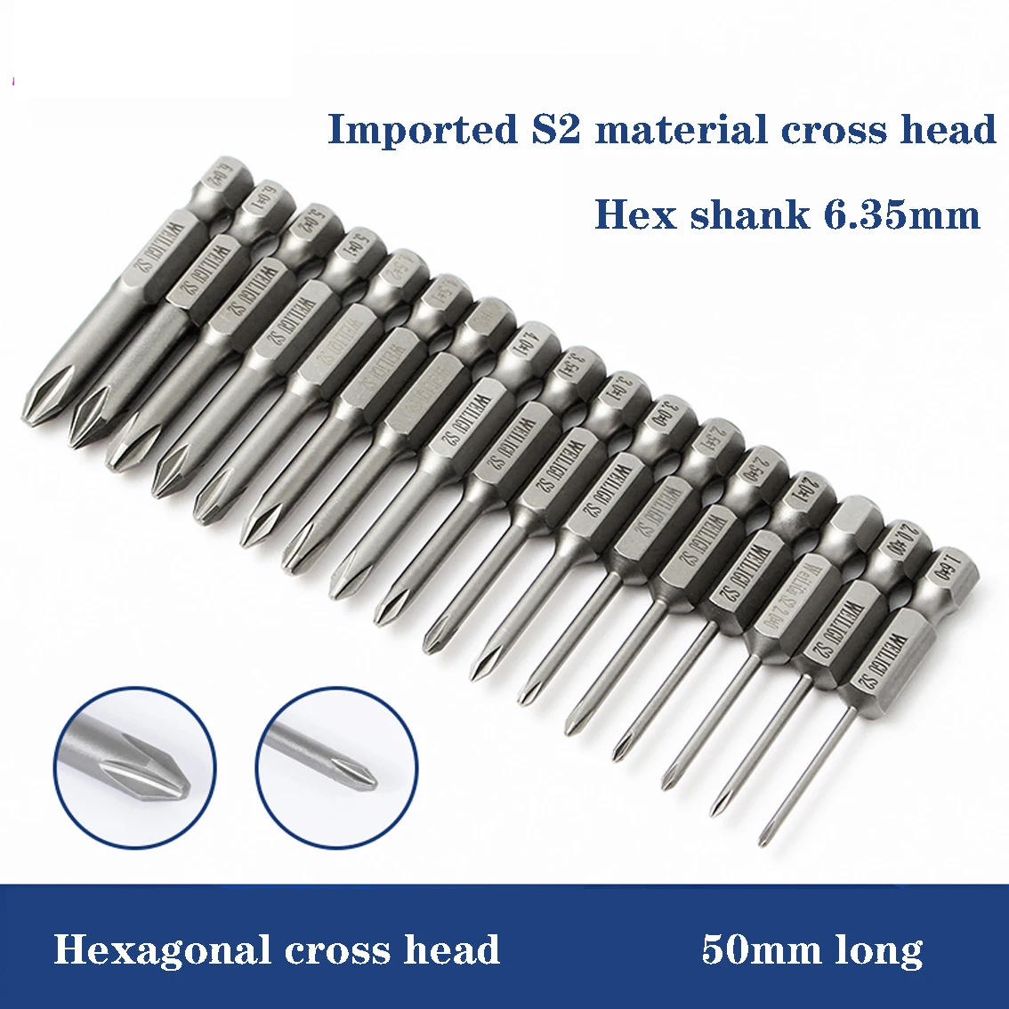

1PCS 50mm Electric Screwdriver Bit Cross Head Electric Hand Drill Bit Strong Magnetic Air Screwdriver Bit ph00-ph2