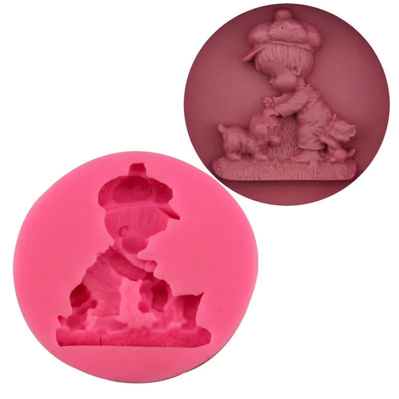 

DIY Kitchen Tools Boy And Dog Fondant Cake Mold Cake Mold Fondant Tool