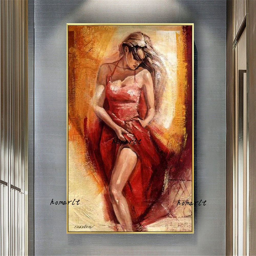

Handmade Oil Painting Western Girl Decoracion Salon Modern Canvas Painting Large Woman Wall Art Decor Picture Hand Painted