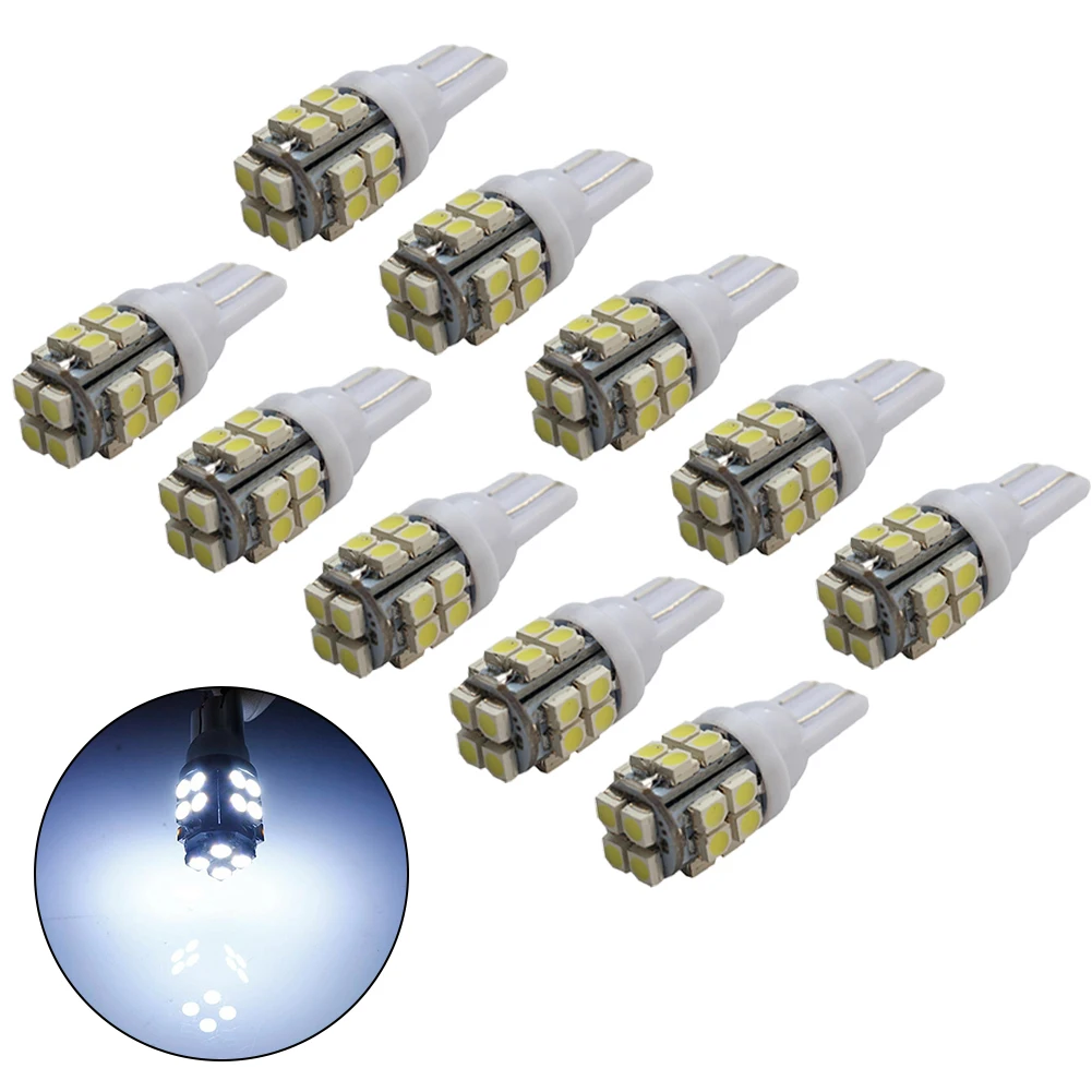 

10pcs License Plate Light T10 1210 20Smd Led Bulbs Super Bright White Interior Lights 194 168 3528 Universal Car Light