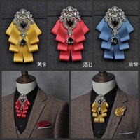 fashion luxury black rhinestone handmade bow tie mens business wedding groomsmen high end british boy suit shirt bowtie sets