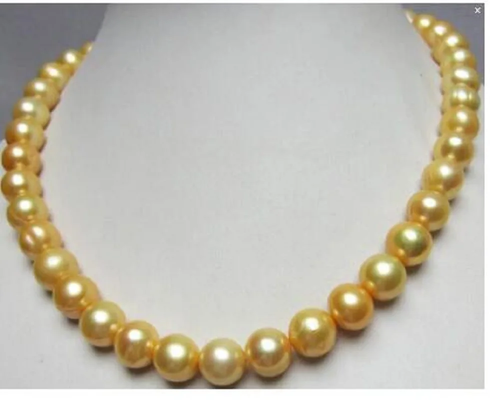 

Ожерелье из 18-дюймового жемчуга АААА AJapanese Akoya 9-10 мм с золотым жемчугом и застежкой из 14-каратного желтого золота ювелирные изделия в подарок