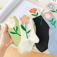 tulip flower socks spring and summer 3d small petal medium tube socks sen department versatile sweet wind stockings