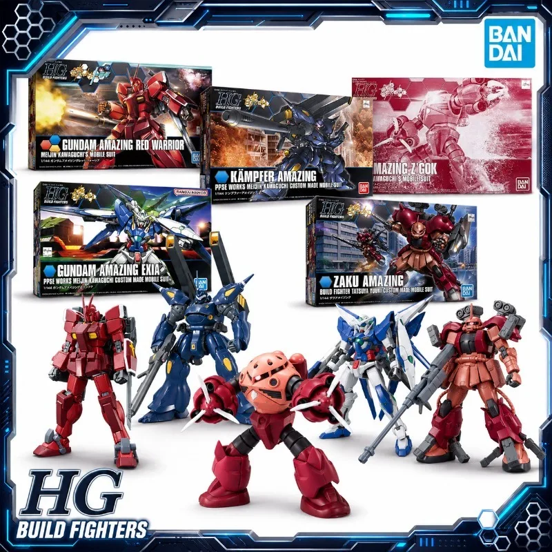 Фото Оригинальный Bandai HGBF 1/144 Amazing Exia Red Warrior Kampfer Zaku ZGok Меха-модель из аниме, набор фигурок, коллекционные игрушки, подарки. №1