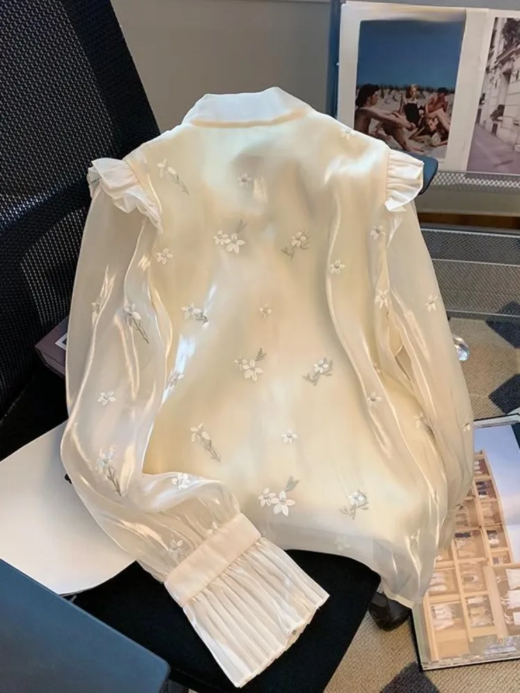 Винтажные блузки с цветочной вышивкой женская одежда 2024 Blusas Mujer De Moda туника