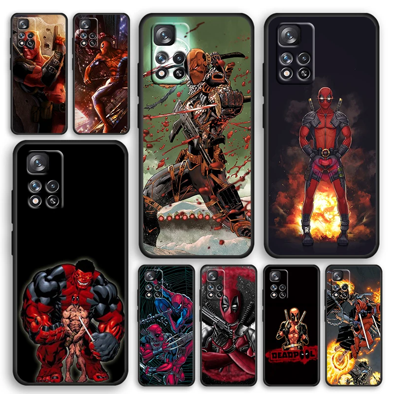 

Love Marvel Deadpool Art Black Phone Case For Xiaomi Redmi Note 12 11E 11S 11 11T 10 10S 9 9T 9S 8T 8 Pro Plus 5G Cover