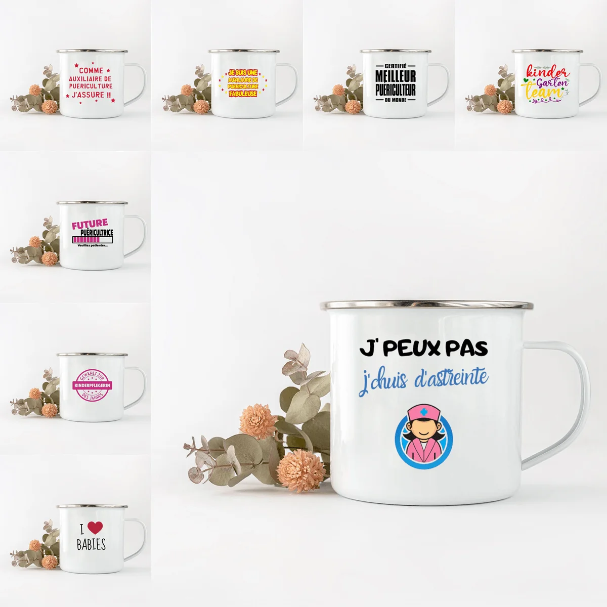 

School Home Drinkware Appreciation Gifts for Teachers Personalized Nursery Teacher Enamel Coffee Mug Cups With Handle Cup