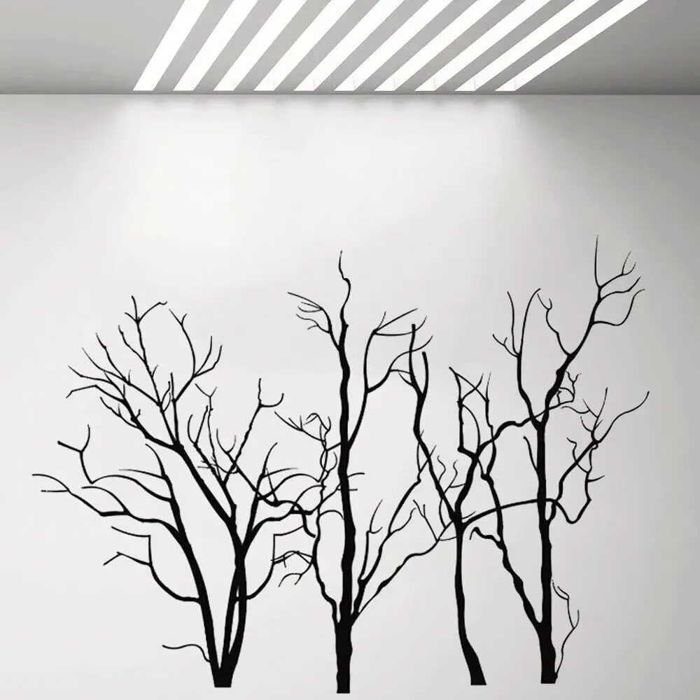 Большие силуэты деревьев настенные наклейки для детской комнаты школьного