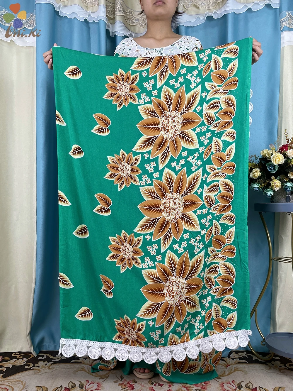 Muslim Dress New African Women Floral Printed Cotton Loose Femme Robe African Tradition Woman Dresses Paired witha Large Scarf