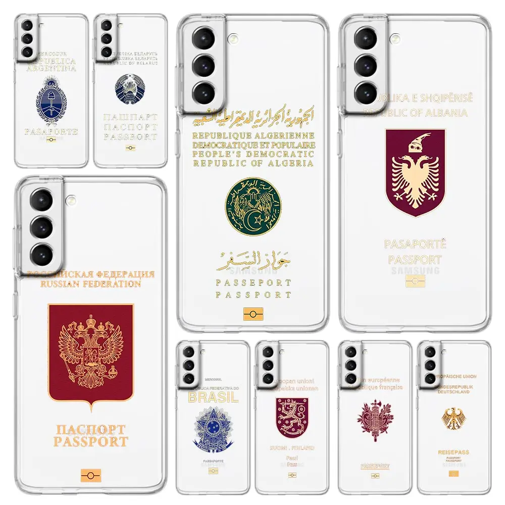 

Algeria Russia Passport Phone Case For Samsung Galaxy S23 S22 Ultra S20 S21 FE 5G S10 S10E S9 S8 Plus 4G Clear Back Cover Couqe