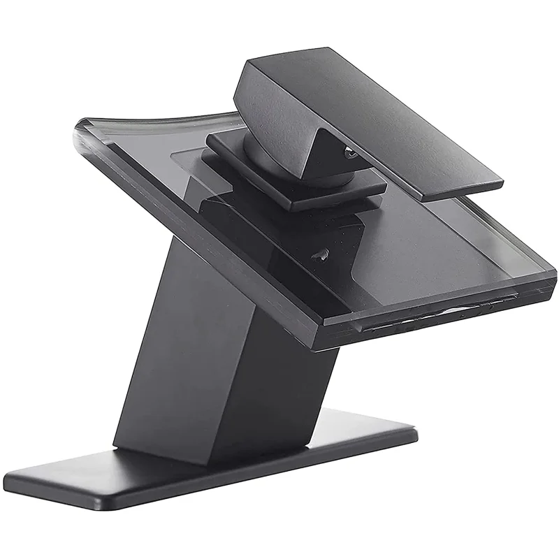 

Waterfall Single Hole Single-Handle Low-Arc Bathroom Faucet with Glass Spout In Matte Black Chrome Brass [US