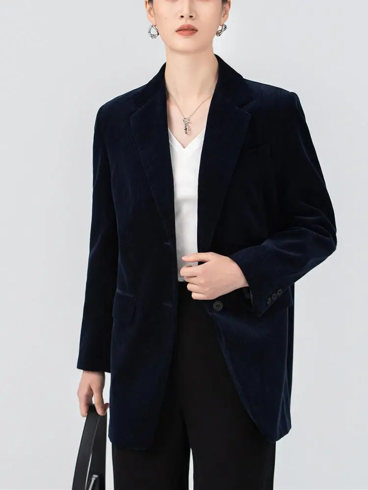 

Женский вельветовый блейзер с длинным рукавом и английским воротником