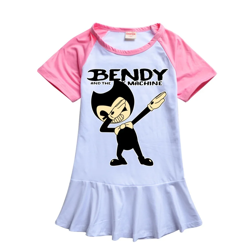 

New Horror Bendying and The Ink Machine Dresses Kids Short Sleeve Sport Dresses Little Girls T-shirt Girl Summer Holiday Outfits