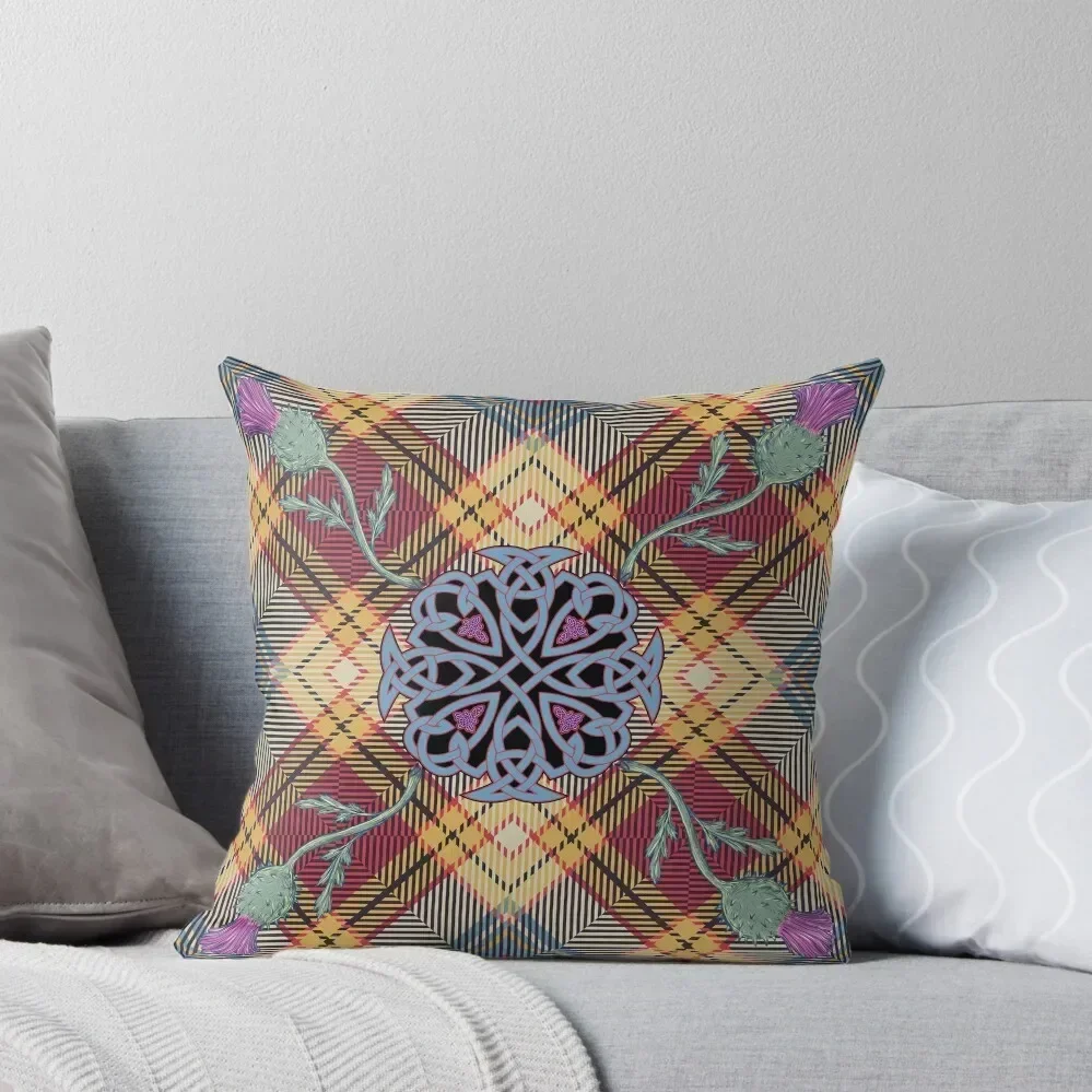 Шотландский чертополох тартан декоративная подушка аниме девушка диванные