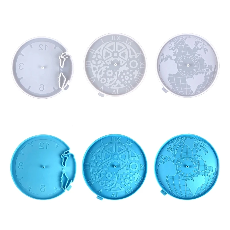 

F19D Clock Resin Molds Round Shape Silicone Casting Epoxy Resin Mold DIY Crafts