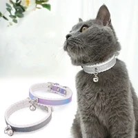 cat collar gradient color cat bell collar adjustable pet dog collar pet accessories necklace elastic dog collar for puppy