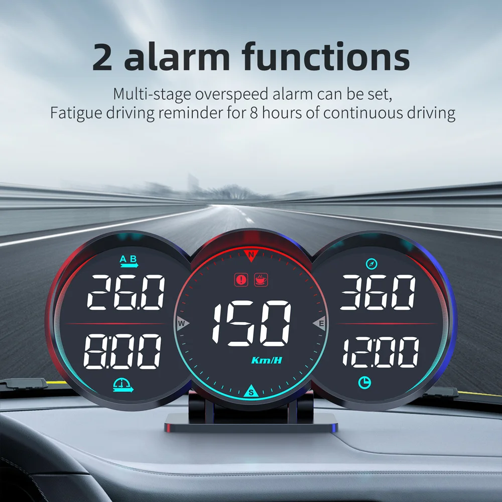 

New G17 HUD GPS Heads Up Display LCD Speedometer Slope Meter Car Water Oil Temp Alarm Overspeed Diagnotstic Speed Meter
