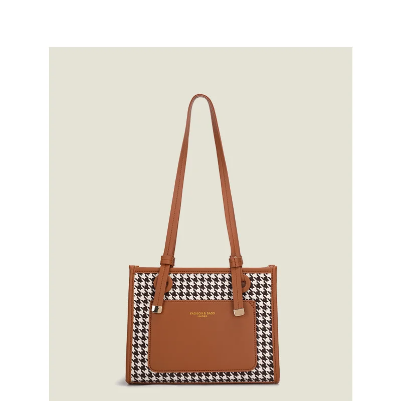 

Women's 2021 New High-capacity Commuter Shoulder Bag Lattice Versatile Bag Casual Panelled Zipper & Hasp Soft Versatile