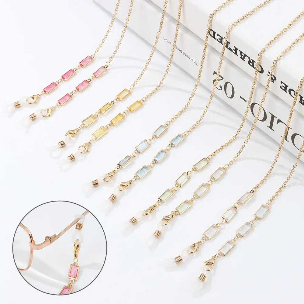 

Цепочки для очков женские, металлические шнурки для солнцезащитных очков, с защитой от потери, со стразами и бусинами