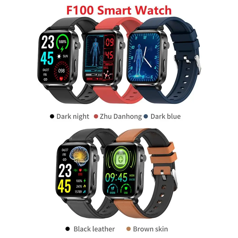 

Смарт-часы F100, измерение температуры тела, уровня кислорода в крови, спортивный браслет, Смарт-часы