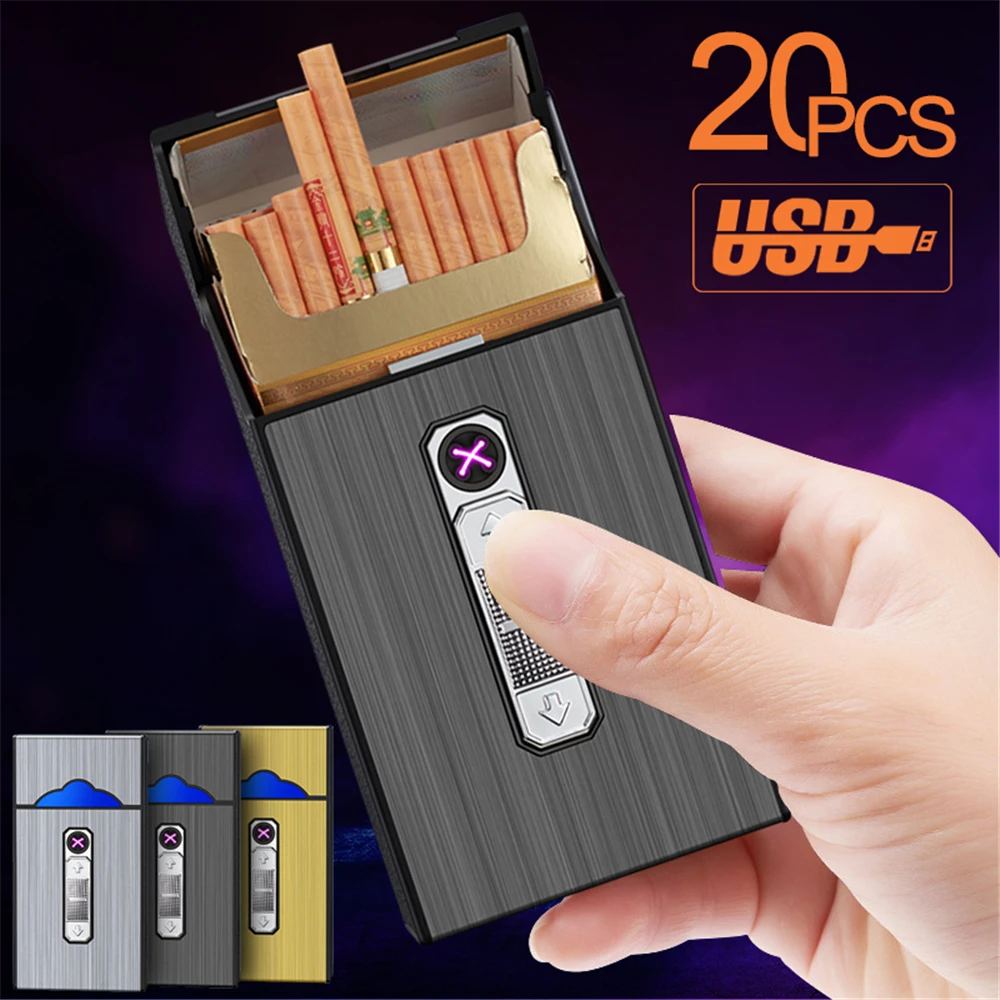 Женский чехол для сигарет полный комплект с USB-зажигалкой тонкая коробка