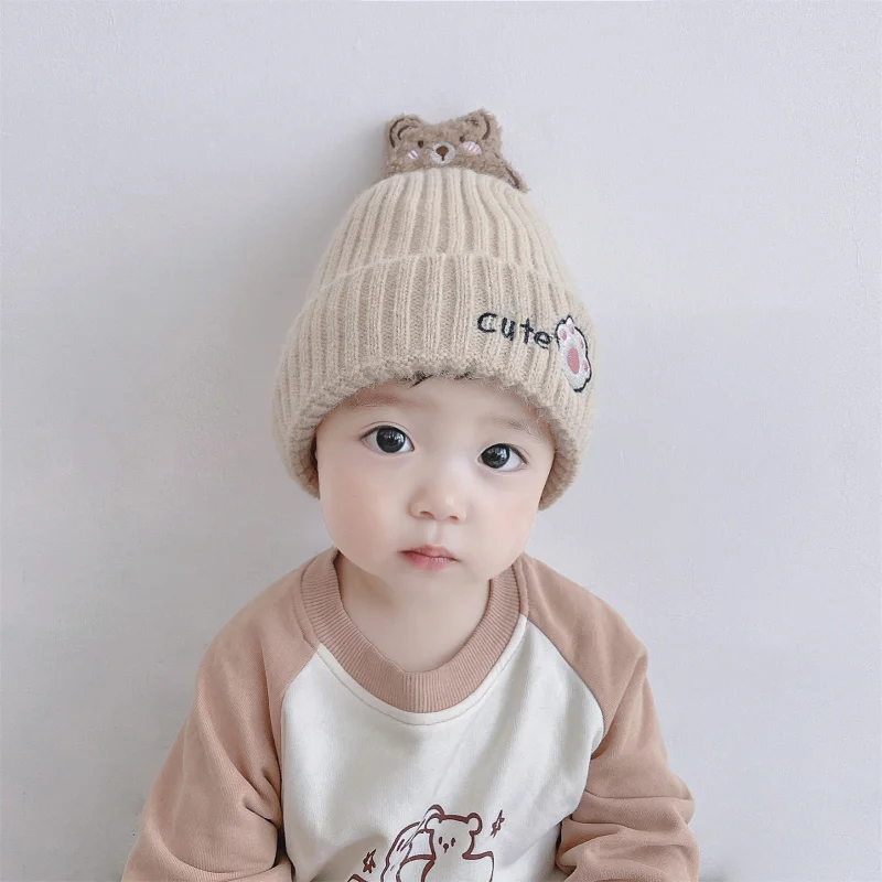 Knitted Baby Caps Kids Hats Unisex Winter Warm Baby Cap Newborn Accessories Kawaii Cartoon Infant Boys Beanies Toddler Girls Hat