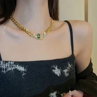 europe and the united states exaggerate chain set auger emerald snake chain necklace fashion temperament niche design clavicle