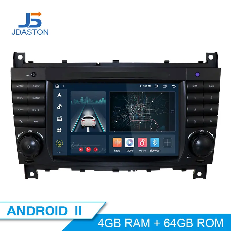 Автомобильный мультимедийный DVD-плеер JDASTON 2 DIN ANDROID 10 0 с GPS радио для Mercedes Benz CLK W209