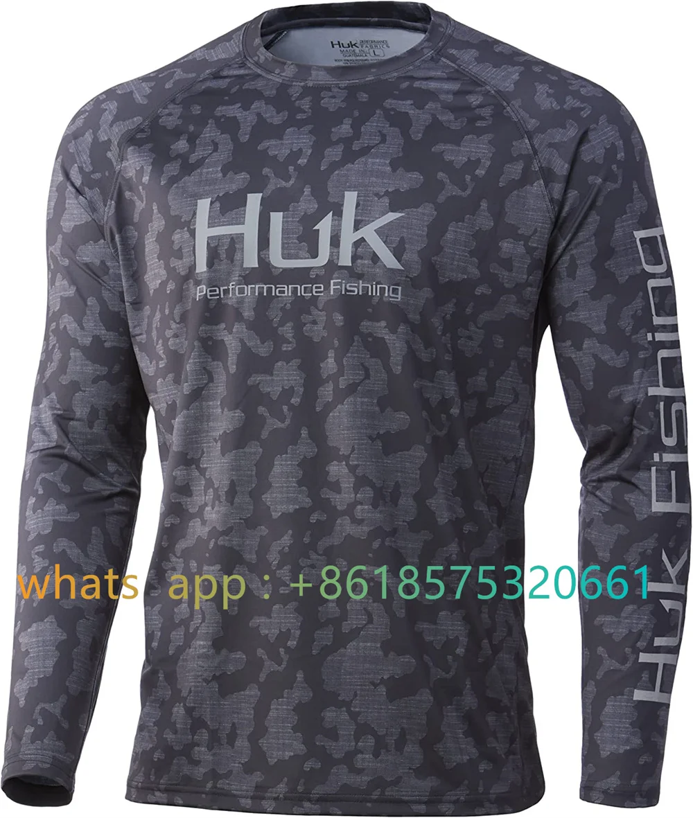 Huk Men's Pursuit Camo Vented Long Sleeve Shirt Fishing Shirt Protection Fishing Wear Anti Uv Breathable Coat Fishing Shirt 2023