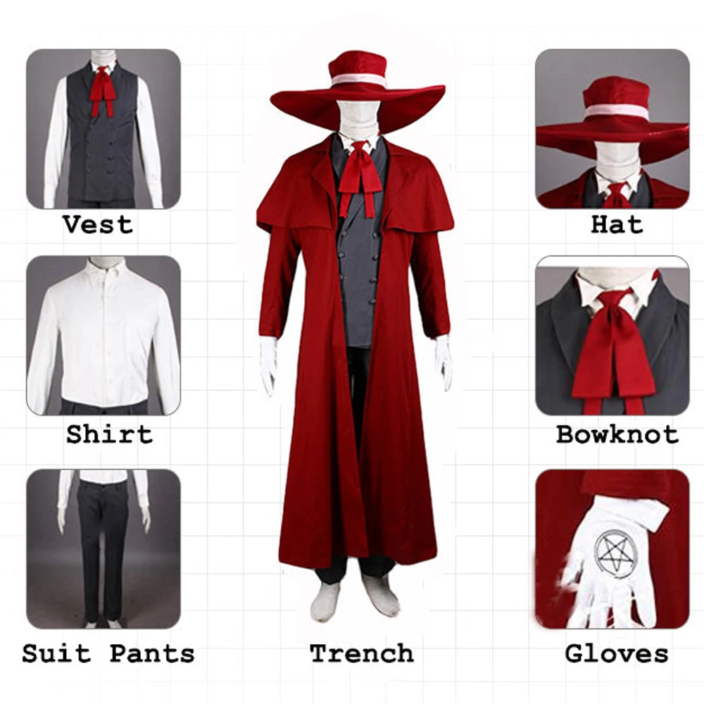 

Хеллсинг Алукард костюмы крутые мужские костюмы анимационный стиль новый вампир Охотник содержание косплея длинное пальто Лучшие наряды о...