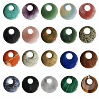 40mm lucky coin round donut stones for jewelry making protection reiki healing pinan chakra gemstone spiritual crystal necklace