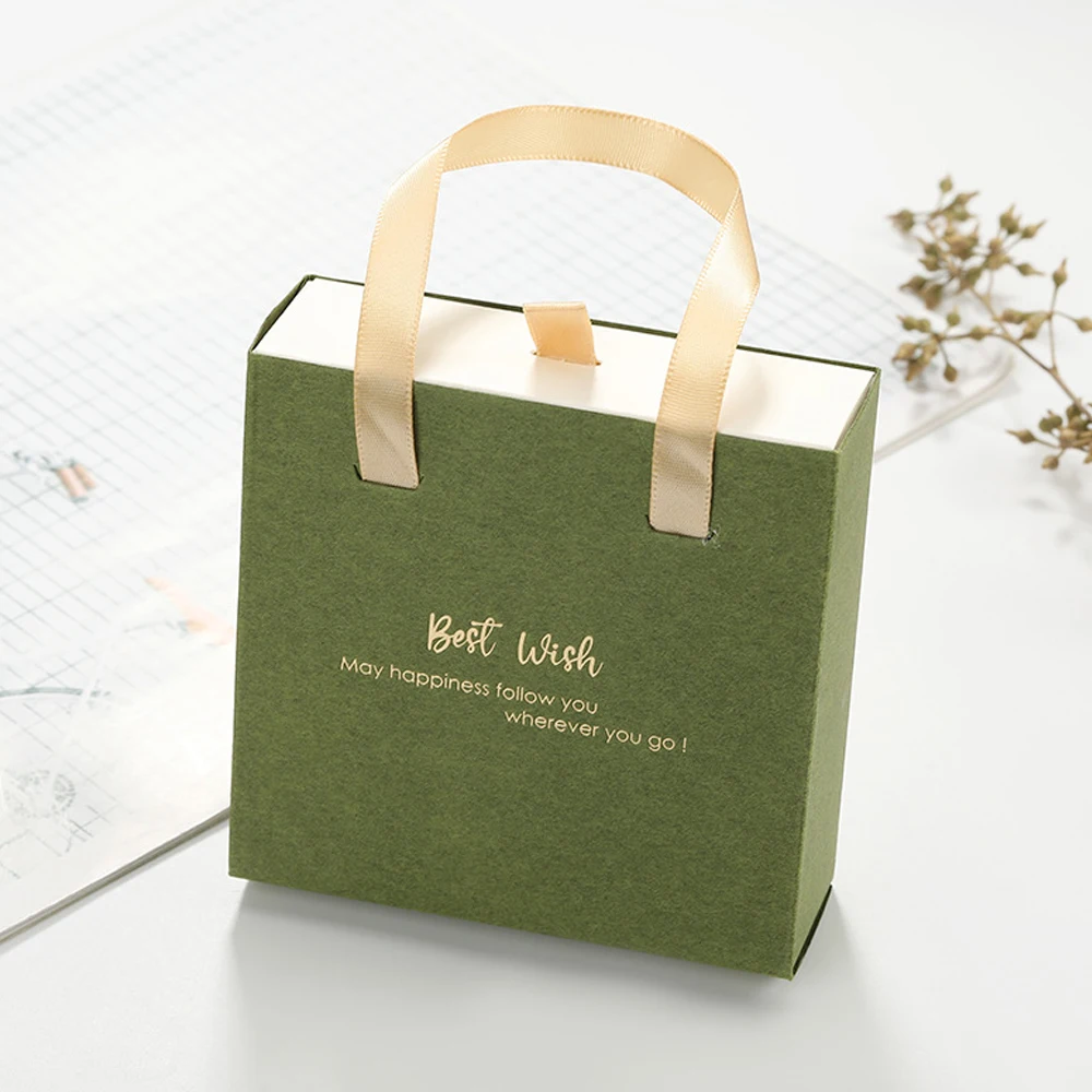 24pcs Dark Green Jewelry Handle Paper Box Cardboard Drawer Case with Grey Sponge for Ring Earring Pendant Necklace Perfume Soap