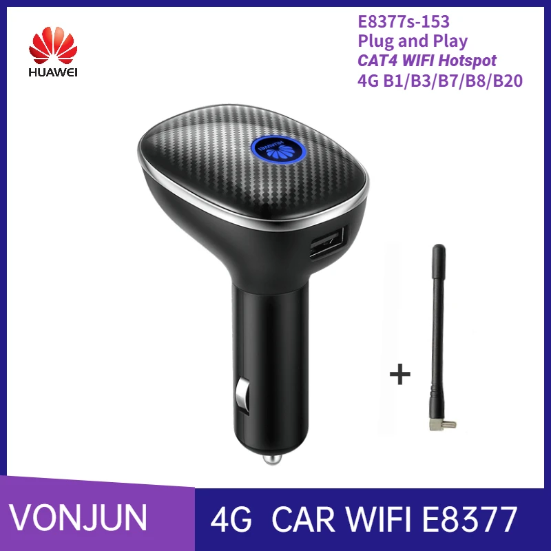 Unlocked HUAWEI  E8377s-153 4G Car WIFI Router FDD800/900/1800/2100/2600MHZ Mobile Hotspot  Plus Antenna E8377