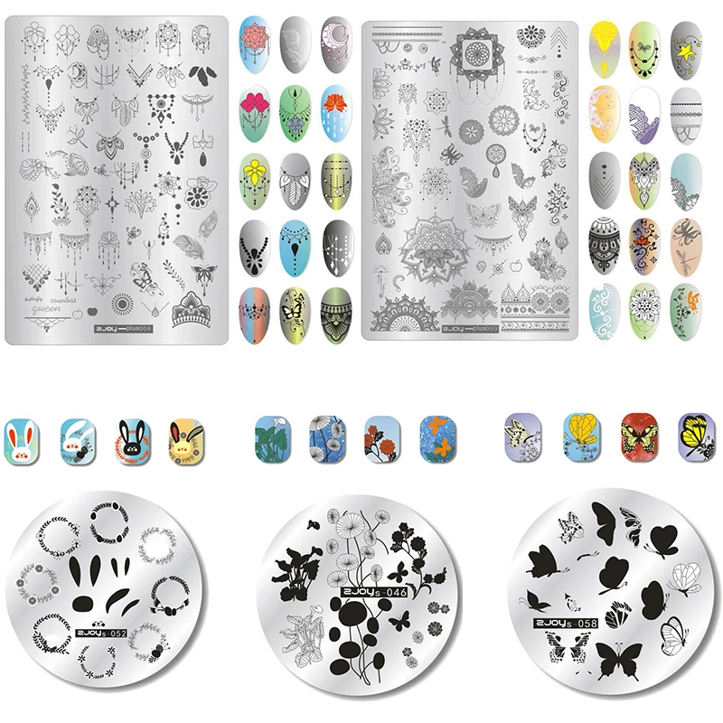 

3 Size Nail Stamping Plates DIY Geometry,Butterfly,Lace Flower Design Image Plates Nail Art Plate Manicure Tool Transfer Stamp