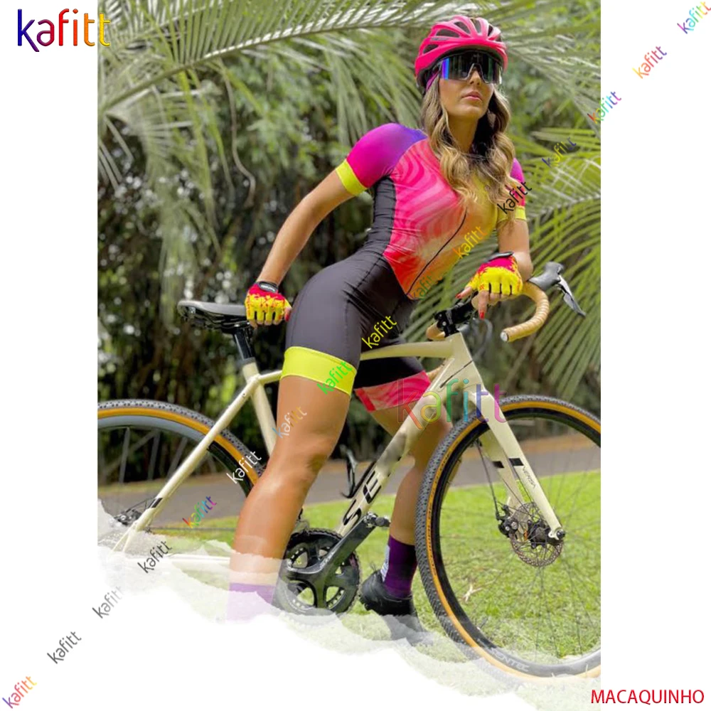 Полный женский велосипедный костюм Kaffit короткий комбинезон для фитнеса