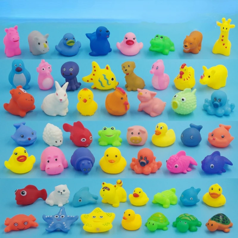 2pcs/Set Baby Cute Animals Bath Toy Swimming Water Toys Soft Rubber Float Squeeze Sound Kids Wash Play Funny Gift