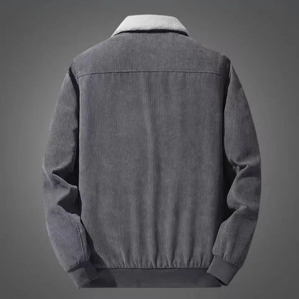 

Утепленная куртка, стильная мужская Вельветовая куртка с отложным воротником и карманами на флисовой подкладке, осенне-зимнее повседневное пальто на молнии