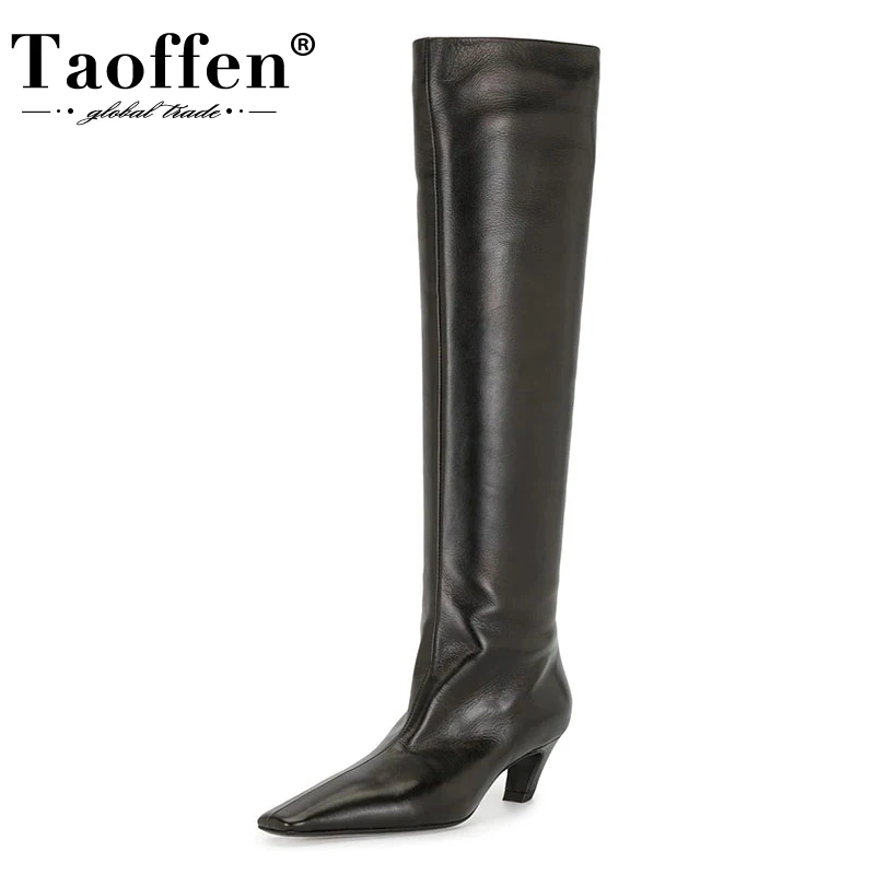 

Taoffen Big Size 34-44 Women Knee Boots Strange Heel Winter Woman Shoes Fashion Chic Ins Long Boots Ladies Party Footwear