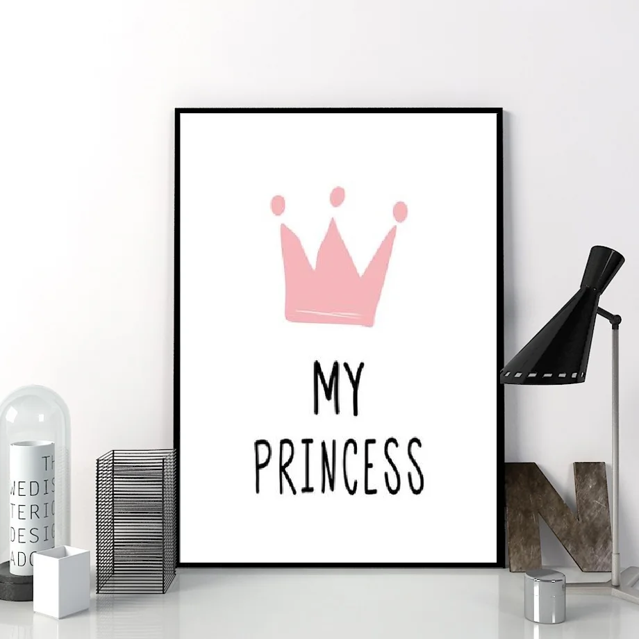 

Angel's Art Unframed Pink Crown Rabbit Print Cartoon Kid's Room Decoration Painting On Canvas