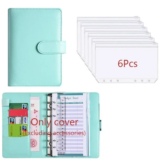 

2026 A6 Бюджетный планировщик из искусственной кожи, карманы, бюджетные листы для расходов, блокнот, денежный конверт, органайзер, система с прозрачной молнией