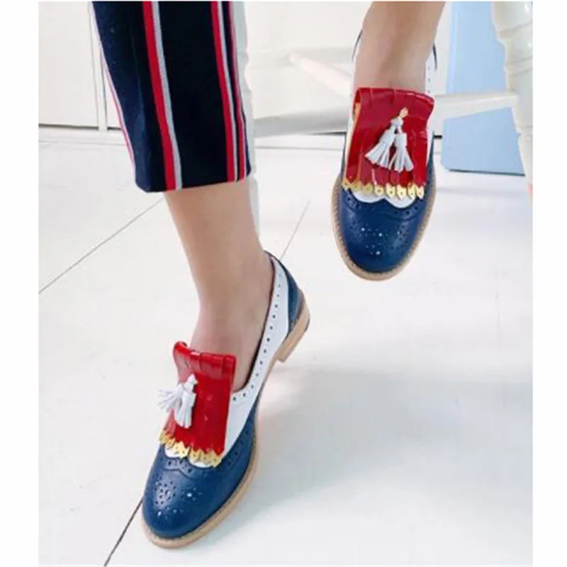 

Fashion Tassel Women Mixed Colors Pu Leather Penny Moccasins Loafers Hand Made Slip On Casual Flat Shoes 2022 New Arrival Oxford