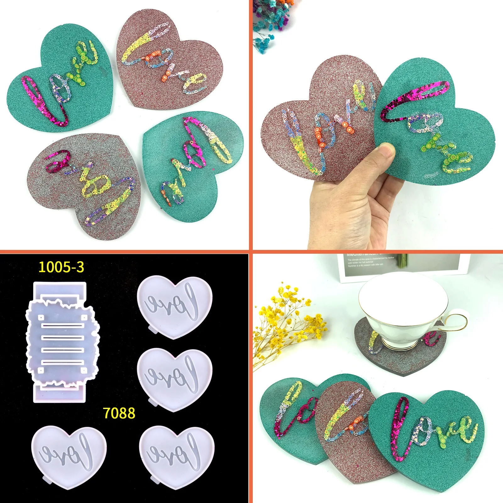 

5 шт., силиконовая форма в форме сердца