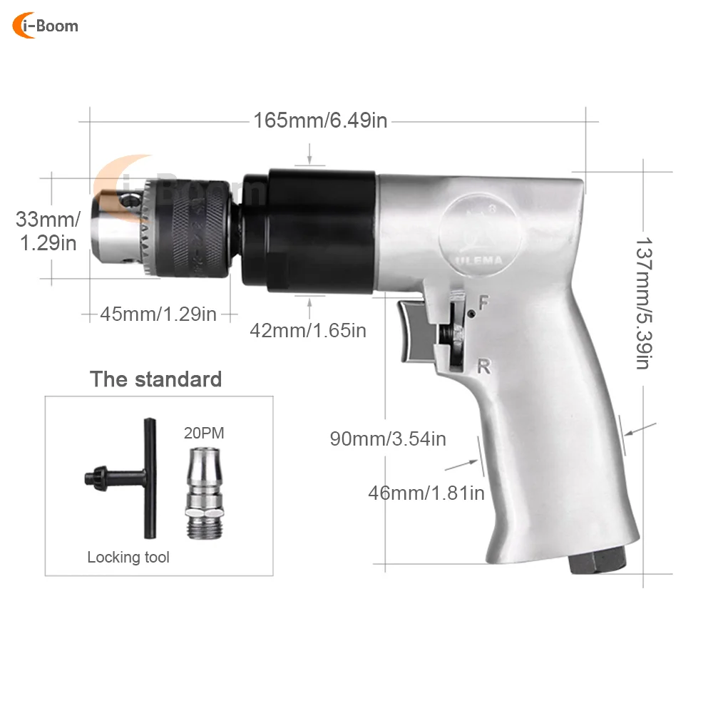 

Pneumatic Drilling Machine 3/8" 1/4NPT 1800rpm High-speed Cordless Pistol Type Pneumatic Gun Drill Reversible Air Drill Hole