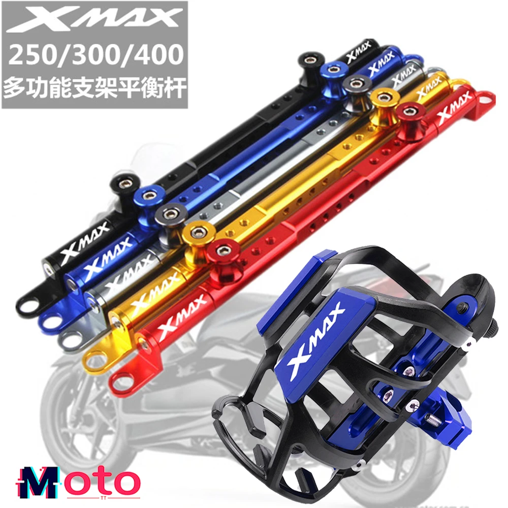 

Motorcycle CNC Water Bottle Drink Cup Holder Mount & Steering Damper Balance Lever For YAMAHA XMAX250 XMAX300 X-MAX 250 300 400