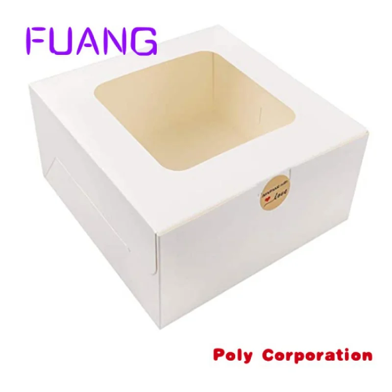 Wholesale  10*10*5 inch  White Cake Boxes with Window Cake box tall Packaging for Pastries Cake Pipacking box for small business